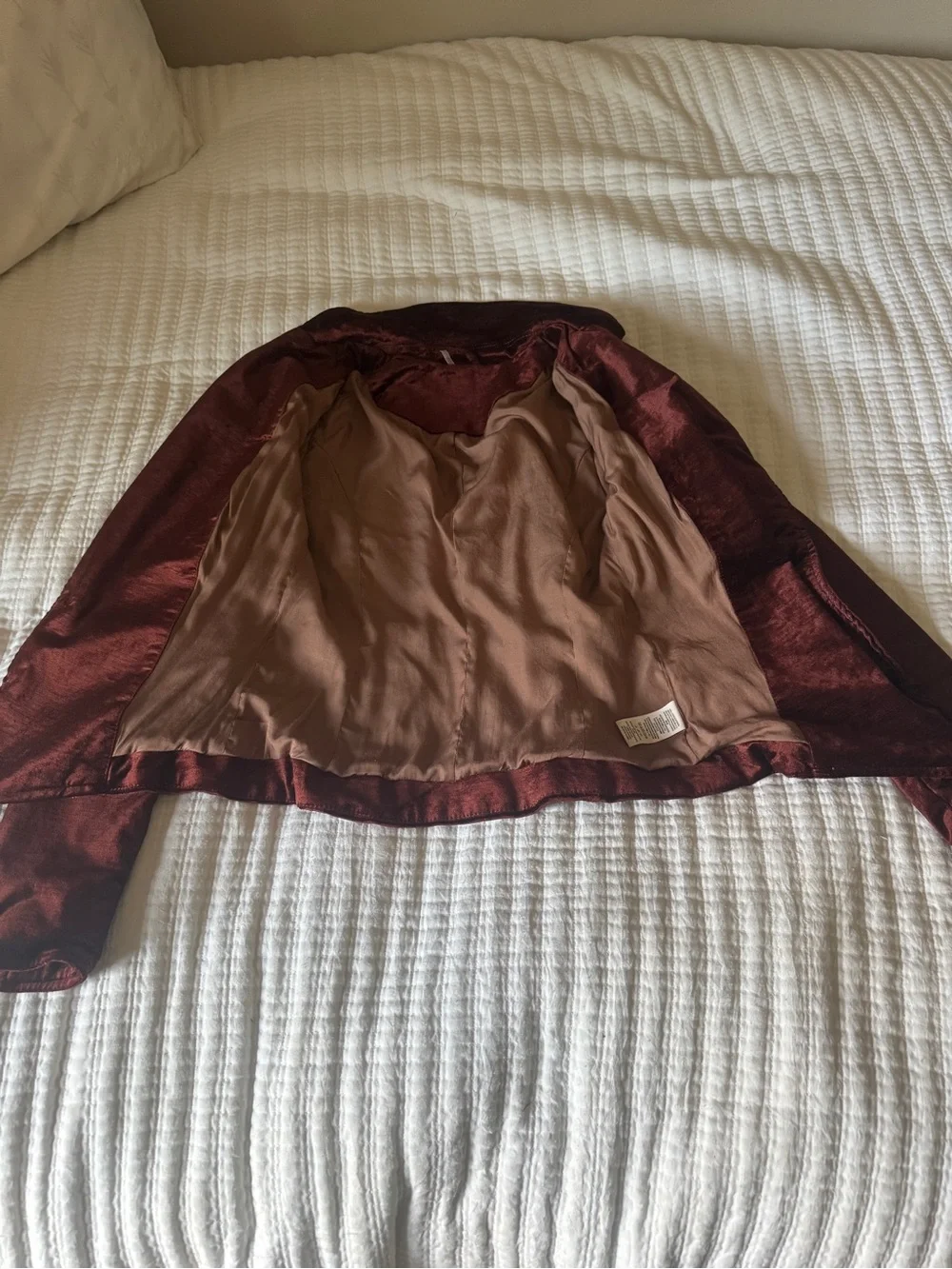 Free People Cotton Blend Crushed Velvet Blazer Jacket Maroon Size XS